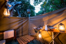 Safari style camping in Xobega Island Camp 